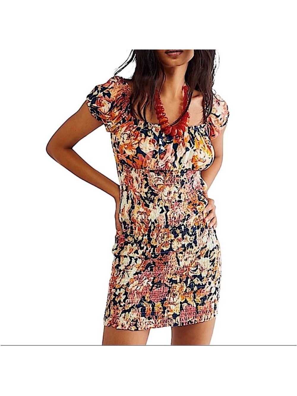 nwt Free People Wren smocked mini dress